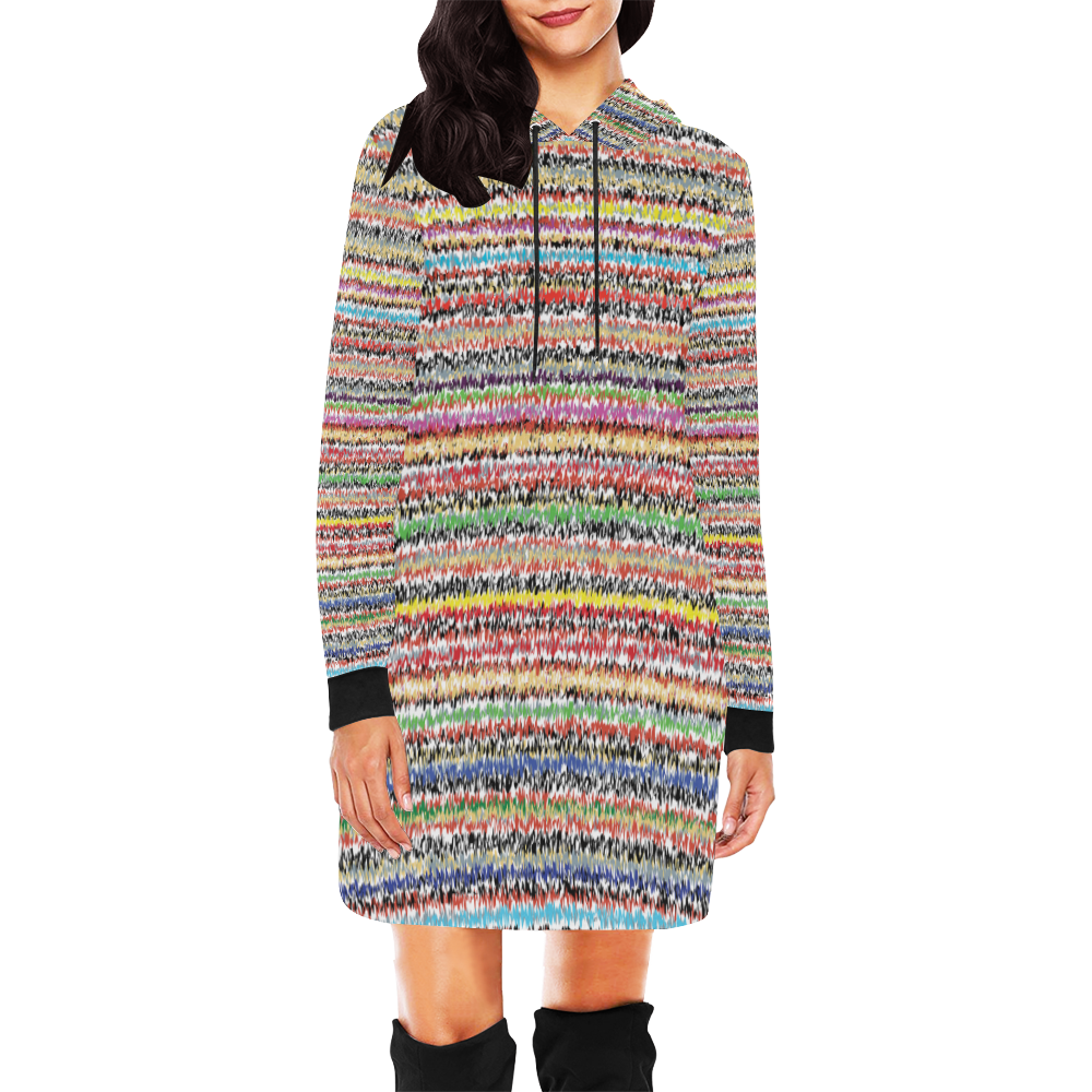 Patterns of colorful lines All Over Print Hoodie Mini Dress (Model H27)