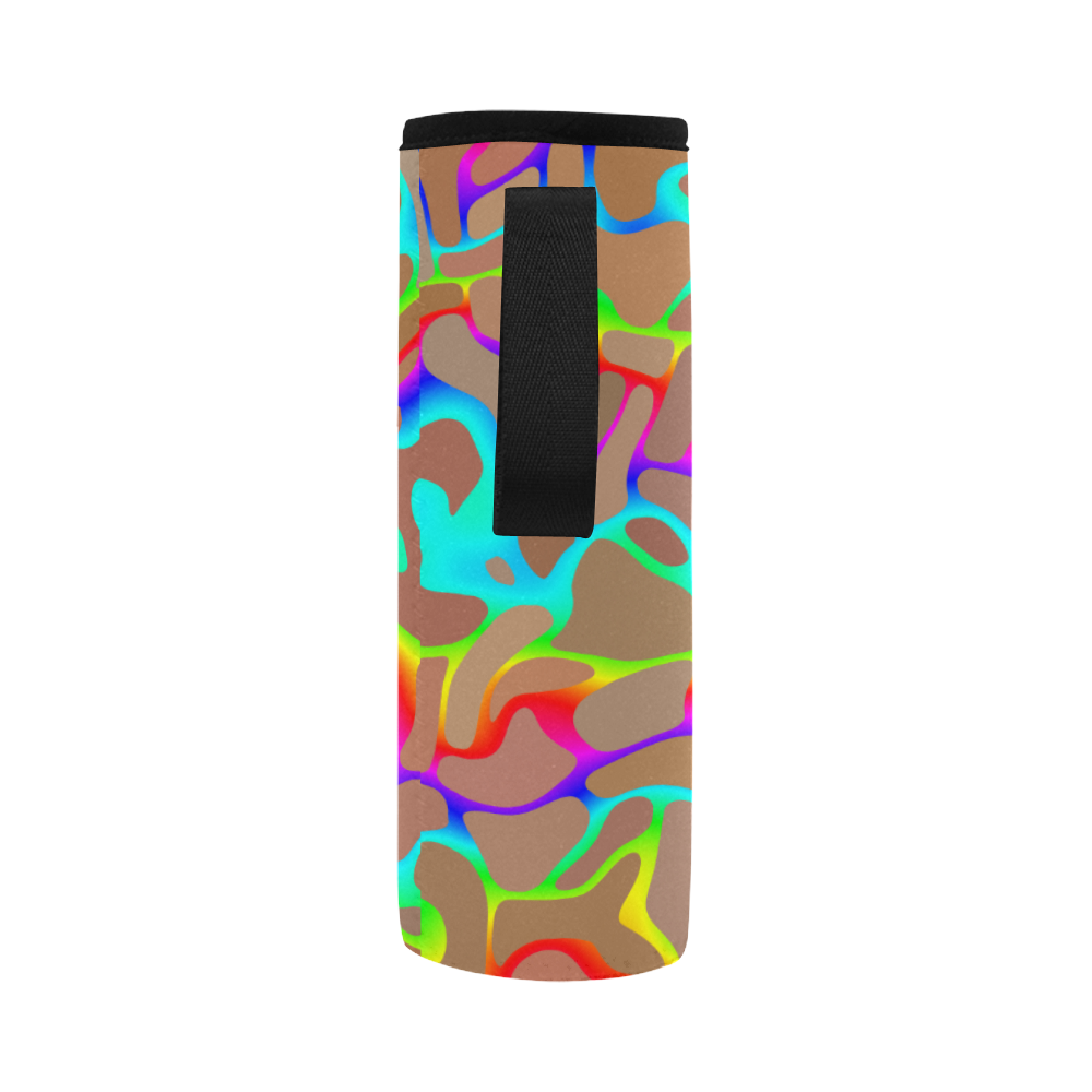 Colorful wavy shapes Neoprene Water Bottle Pouch/Large