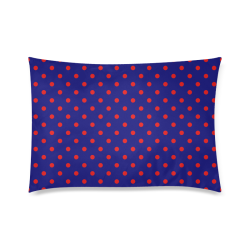 Polka Dots Red on Blue Custom Zippered Pillow Case 20"x30"(Twin Sides)