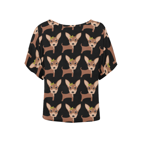 chihuahua women's shirt Women's Batwing-Sleeved Blouse T shirt (Model T44)