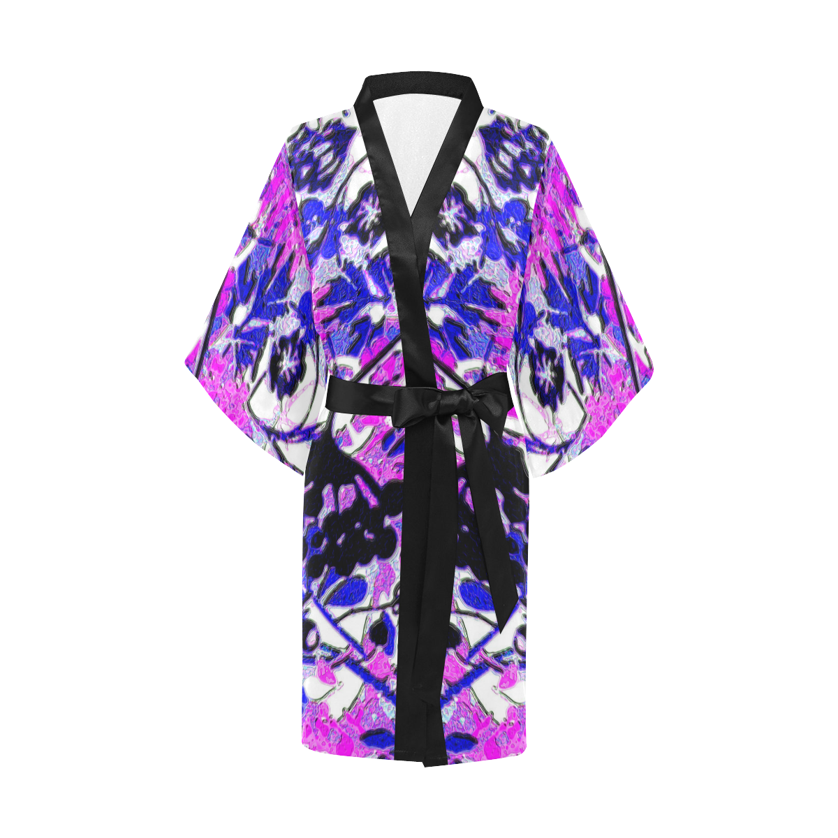 floral abstract in shades of purple Kimono Robe