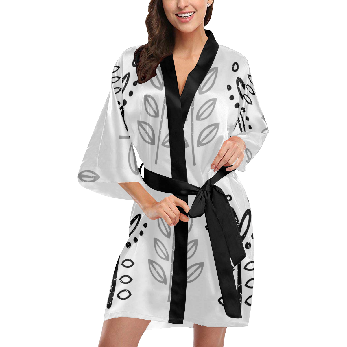 Folki Black and Silver Kimono Robe