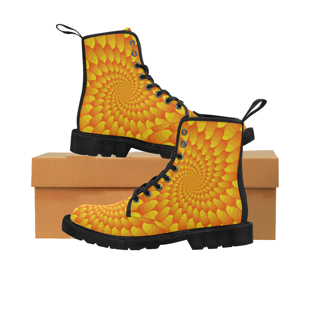 Orange spiral Martin Boots for Women (Black) (Model 1203H)
