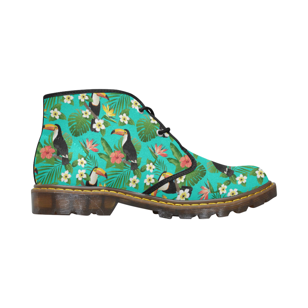 Tropical Summer Toucan Pattern Women's Canvas Chukka Boots/Large Size (Model 2402-1)