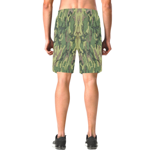 Military Camo Green Woodland Camouflage Men's All Over Print Elastic Beach Shorts (Model L20)