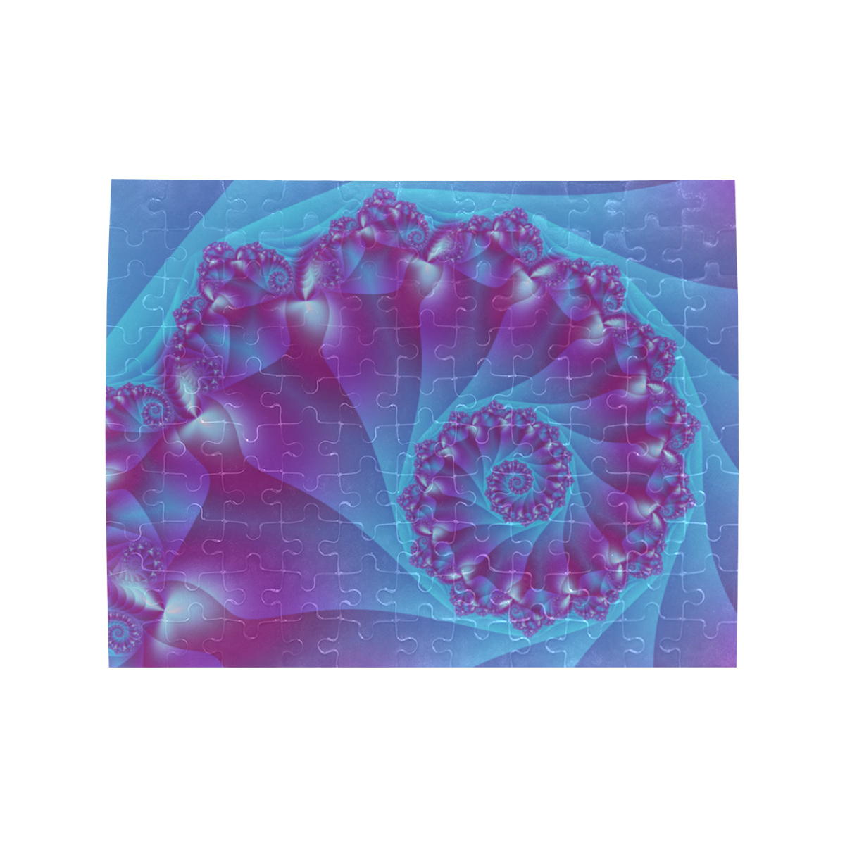 Blue and Purple Fractal Spiral Puzzle Rectangle Jigsaw Puzzle (Set of 110 Pieces)