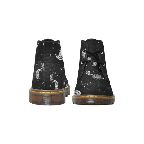 Mystic Stars, Moon and Sun Women's Canvas Chukka Boots/Large Size (Model 2402-1)