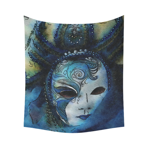 Grand Masquerade Mask Cotton Linen Wall Tapestry 60"x 51"