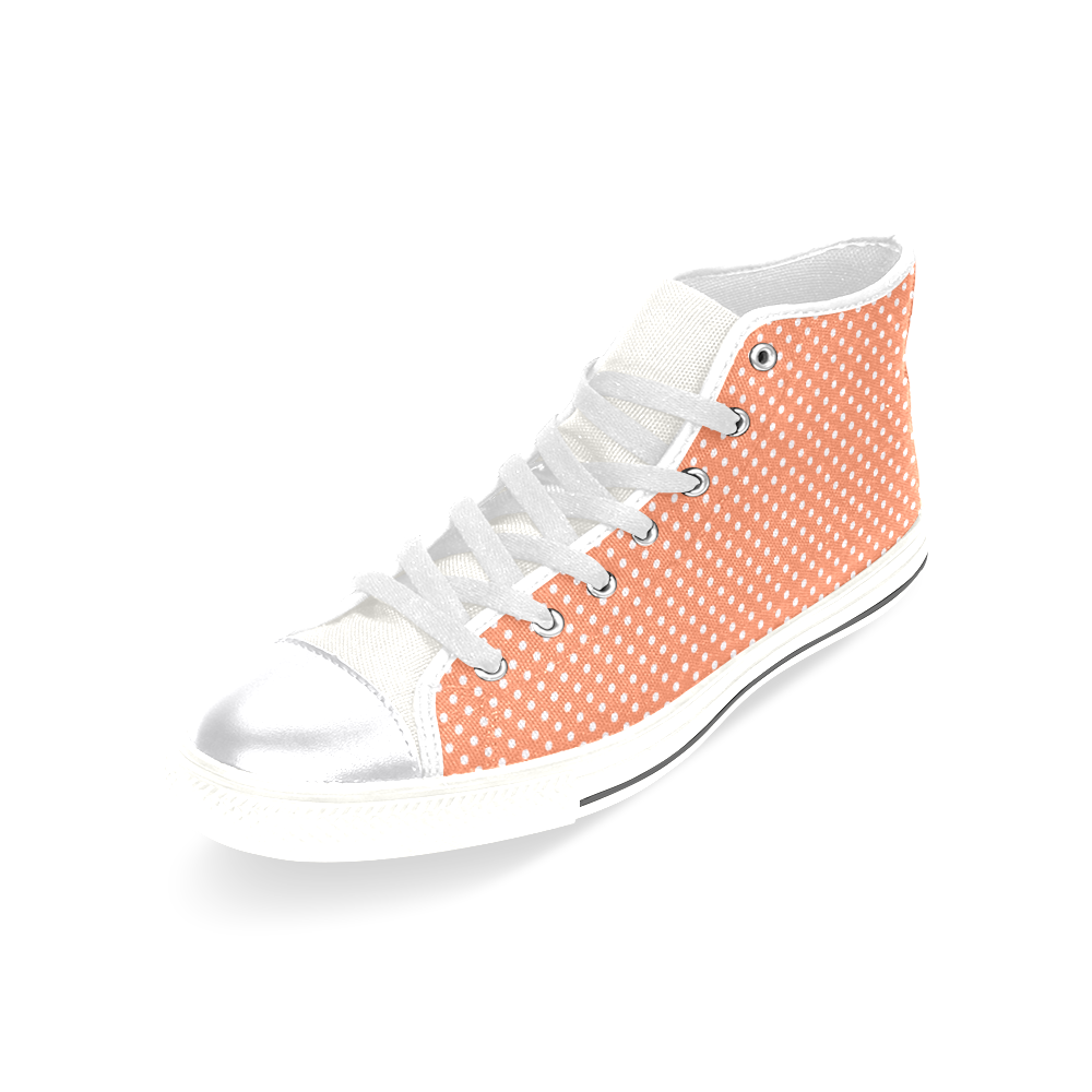 Appricot polka dots Women's Classic High Top Canvas Shoes (Model 017)