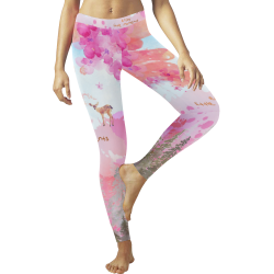 Little Deer in the Magic Pink Forest Women's Low Rise Leggings (Invisible Stitch) (Model L05)
