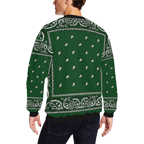 KERCHIEF PATTERN GREEN All Over Print Crewneck Sweatshirt for Men/Large (Model H18)