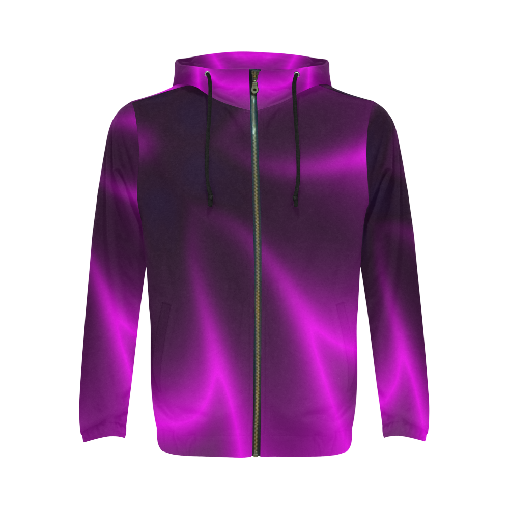 Purple Blossom All Over Print Full Zip Hoodie for Men (Model H14)