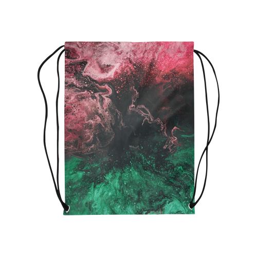 Galaxy Swirl Green Pink. Medium Drawstring Bag Model 1604 (Twin Sides) 13.8"(W) * 18.1"(H)