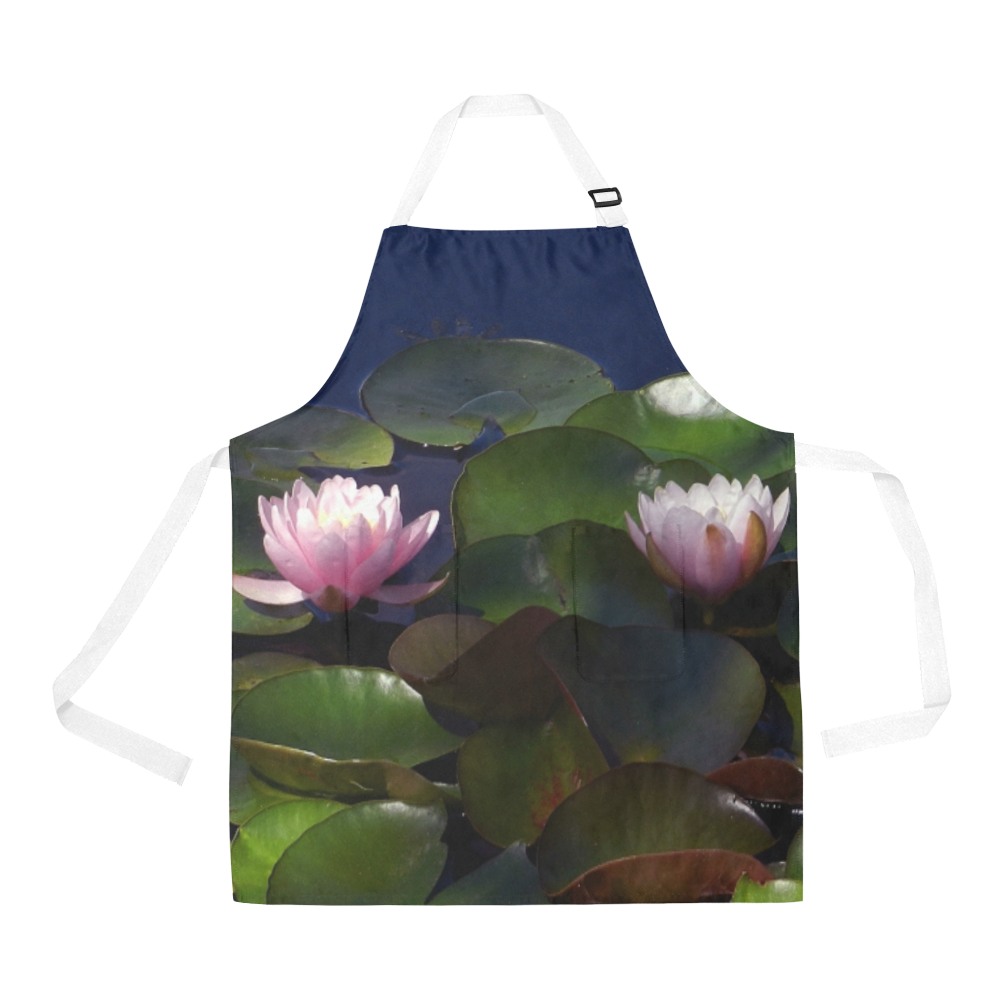 3 pink waterlilies in morning light All Over Print Apron
