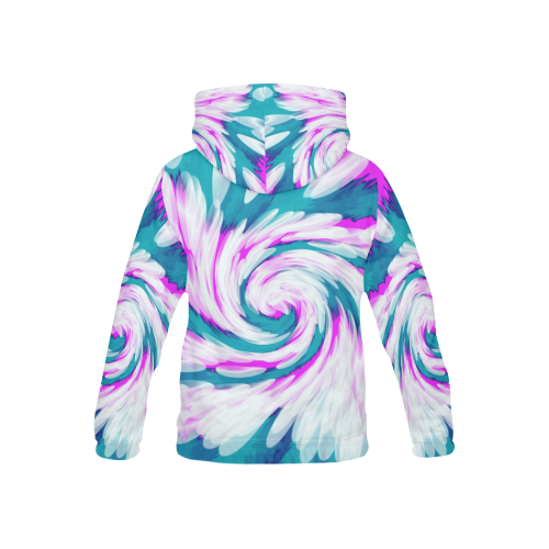 Turquoise Pink Tie Dye Swirl Abstract All Over Print Hoodie for Kid (USA Size) (Model H13)