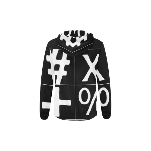 NUMBERS Collection Symbols Black/White All Over Print Full Zip Hoodie for Kid (Model H14)