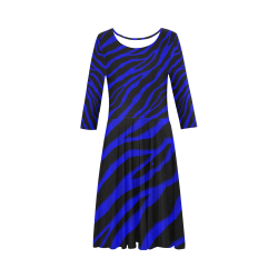 Ripped SpaceTime Stripes - Blue Elbow Sleeve Ice Skater Dress (D20)