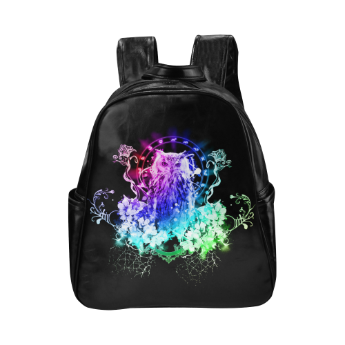 Colorful owl Multi-Pockets Backpack (Model 1636)