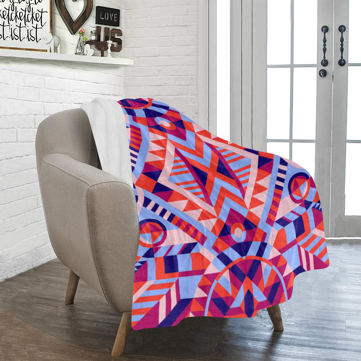 Modern Geometric Pattern Ultra-Soft Micro Fleece Blanket 40"x50"