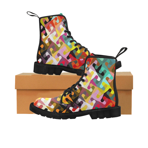 Colorful shapes Martin Boots for Men (Black) (Model 1203H)
