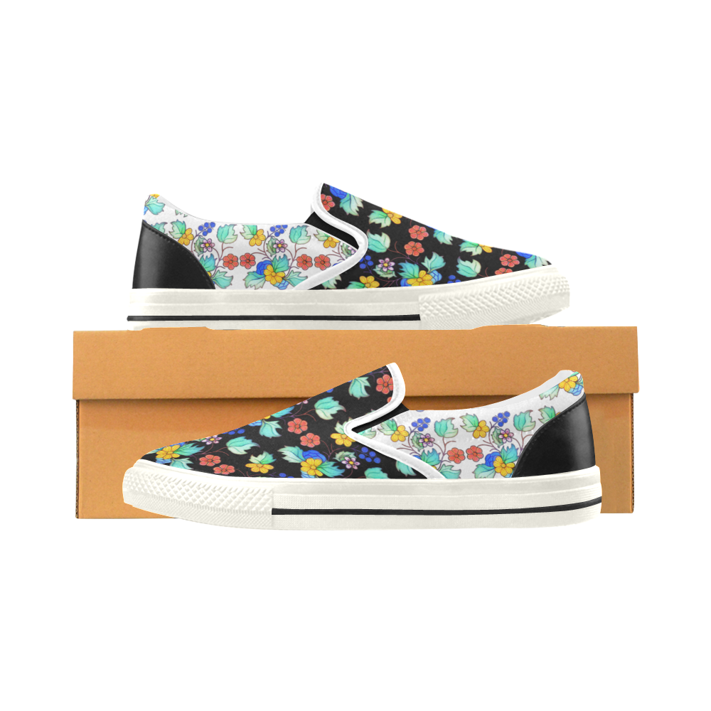 bright floral Men's Slip-on Canvas Shoes (Model 019)