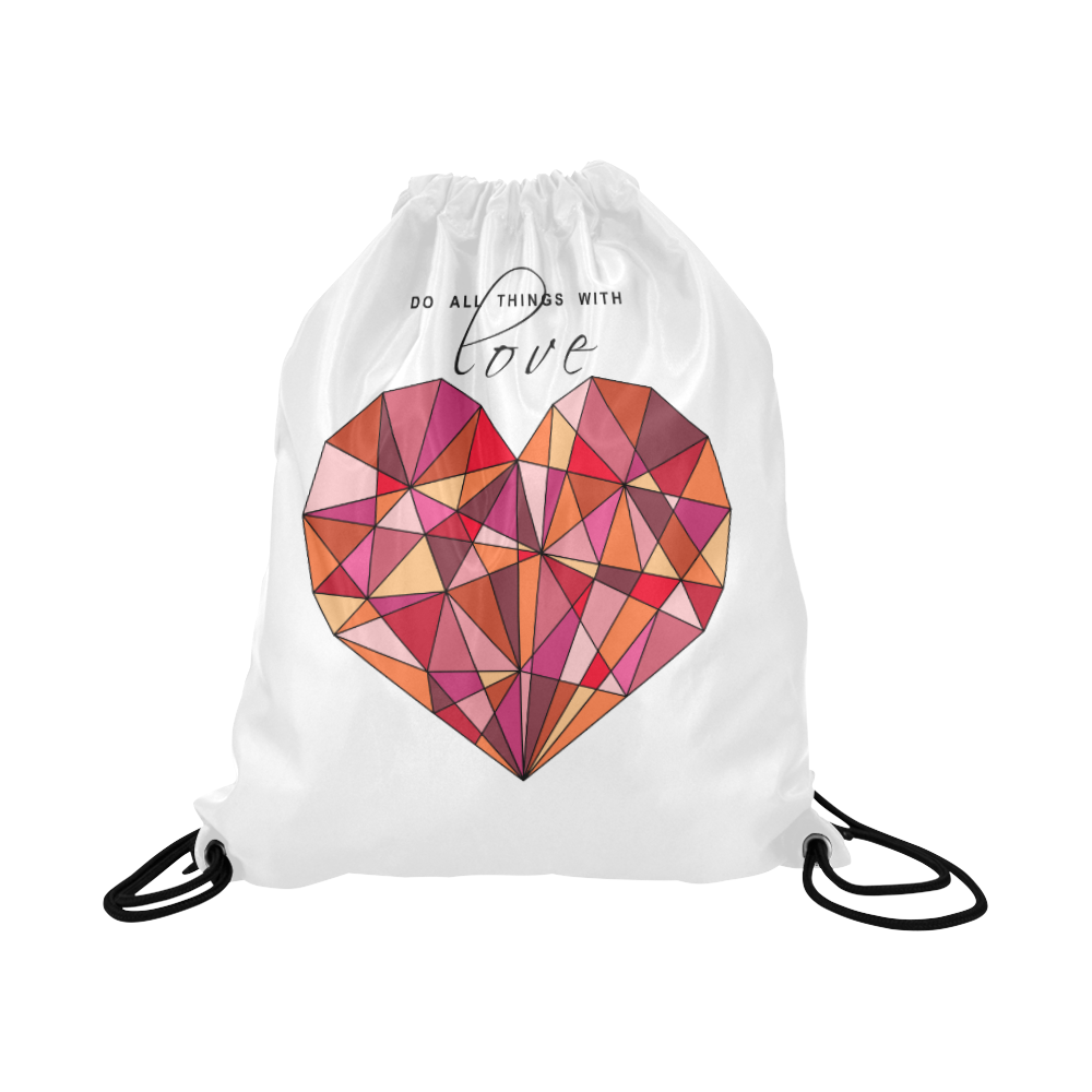 RED HEART WIREFRAME Large Drawstring Bag Model 1604 (Twin Sides)  16.5"(W) * 19.3"(H)