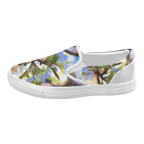 Pear Tree Blossoms Women's Slip-on Canvas Shoes (Model 019)