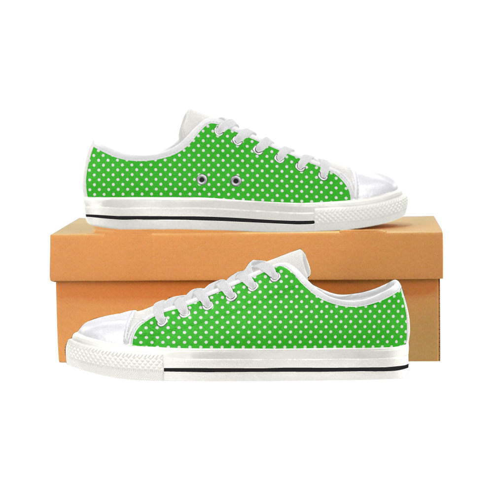 Green polka dots Women's Classic Canvas Shoes (Model 018)