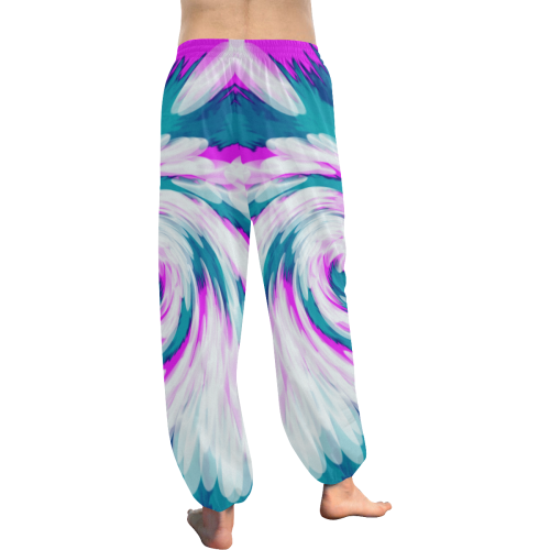 Turquoise Pink Tie Dye Swirl Abstract Women's All Over Print Harem Pants (Model L18)