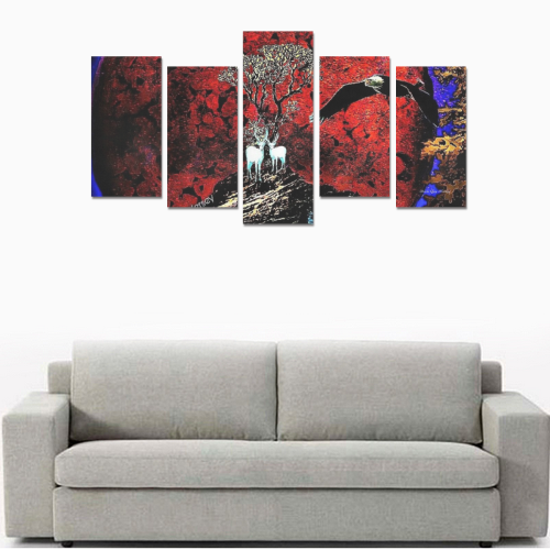 Eagle Spirit and The Red Moon by Doris Clay-Kersey Canvas Print Sets E (No Frame)
