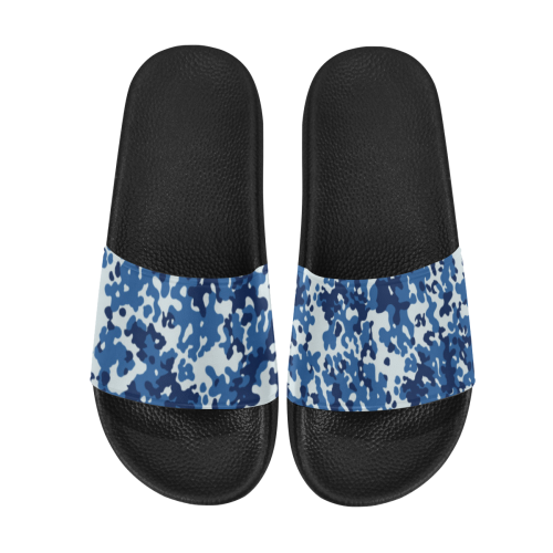 Digital Blue Camouflage Men's Slide Sandals (Model 057)