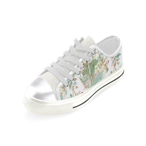 Terrarium Watercolor Shoes, Plant Greenery Pattern Women's Classic Canvas Shoes (Model 018)