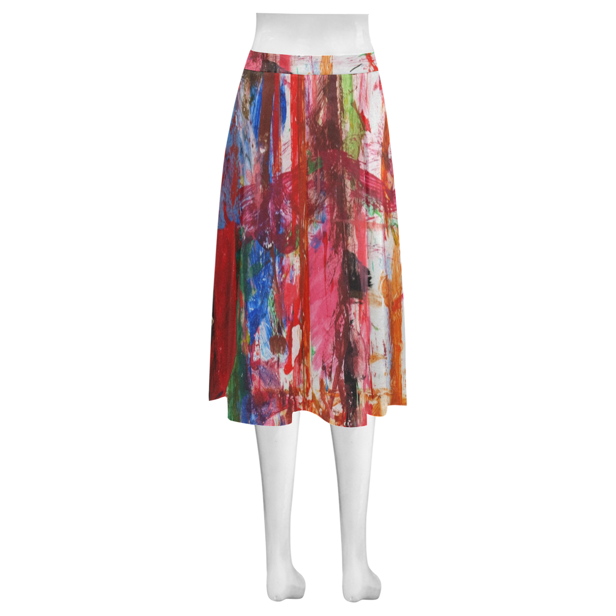 Paint on a white background Mnemosyne Women's Crepe Skirt (Model D16)