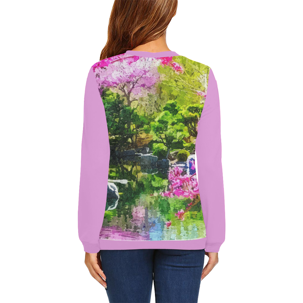oriental garden All Over Print Crewneck Sweatshirt for Women (Model H18)