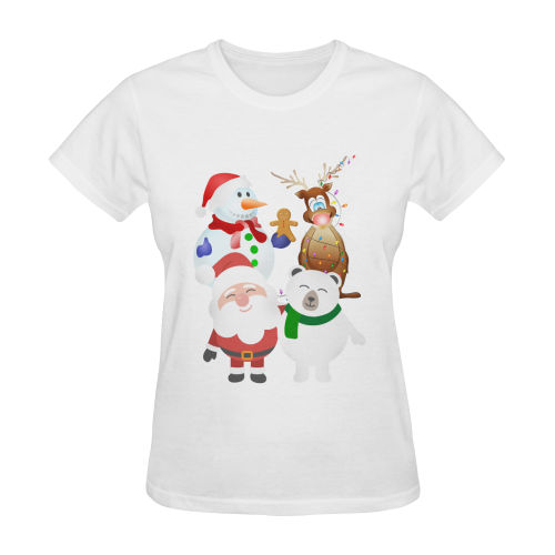Christmas Gingerbread, Snowman, Santa Claus Sunny Women's T-shirt (Model T05)