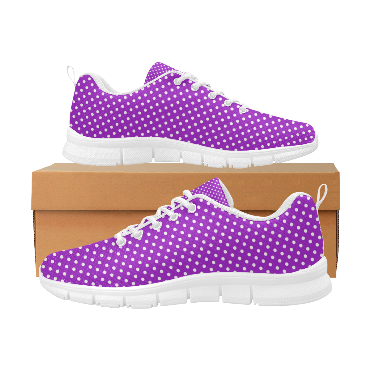 Lavander polka dots Women's Breathable Running Shoes/Large (Model 055)