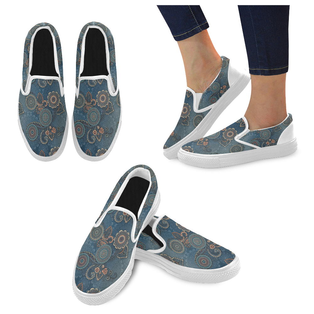 Mandalas Women's Unusual Slip-on Canvas Shoes (Model 019)