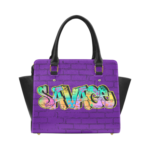 Savage Graffiti Brick Purple Classic Shoulder Handbag (Model 1653)