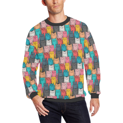 Cartoon Cat Pattern All Over Print Crewneck Sweatshirt for Men (Model H18)