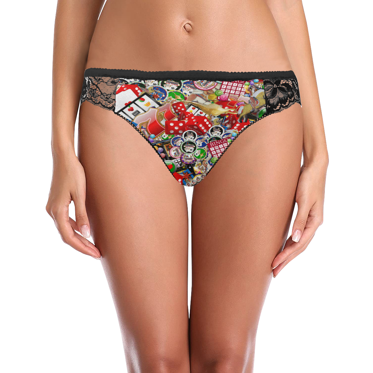 Gamblers Delight - Las Vegas Icons Women's Lace Panty (Model L41)