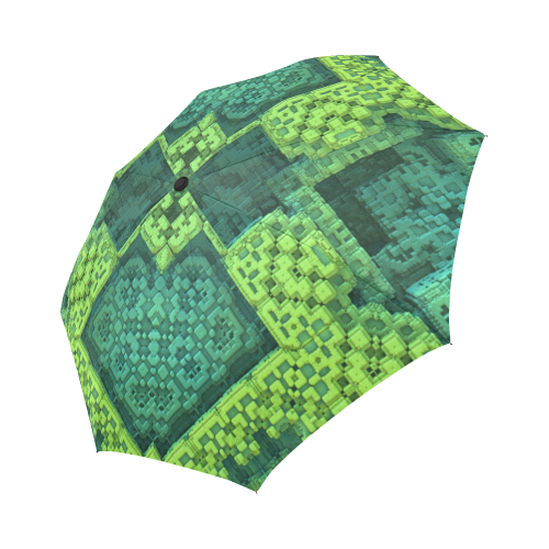 Green Theme 3D Mosaic Auto-Foldable Umbrella (Model U04)