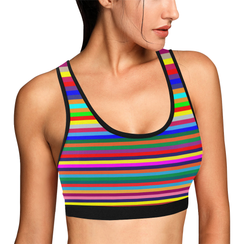 stripes horizontal Women's All Over Print Sports Bra (Model T52)