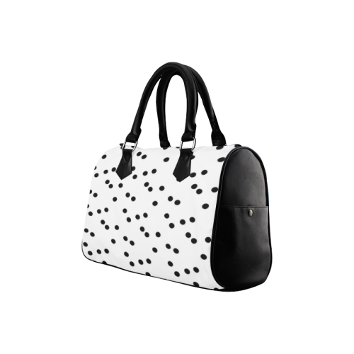 Black White Scattered Polka Dots Design Boston Handbag (Model 1621)