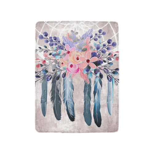 pink dreamcatcher floral Ultra-Soft Micro Fleece Blanket 30''x40''