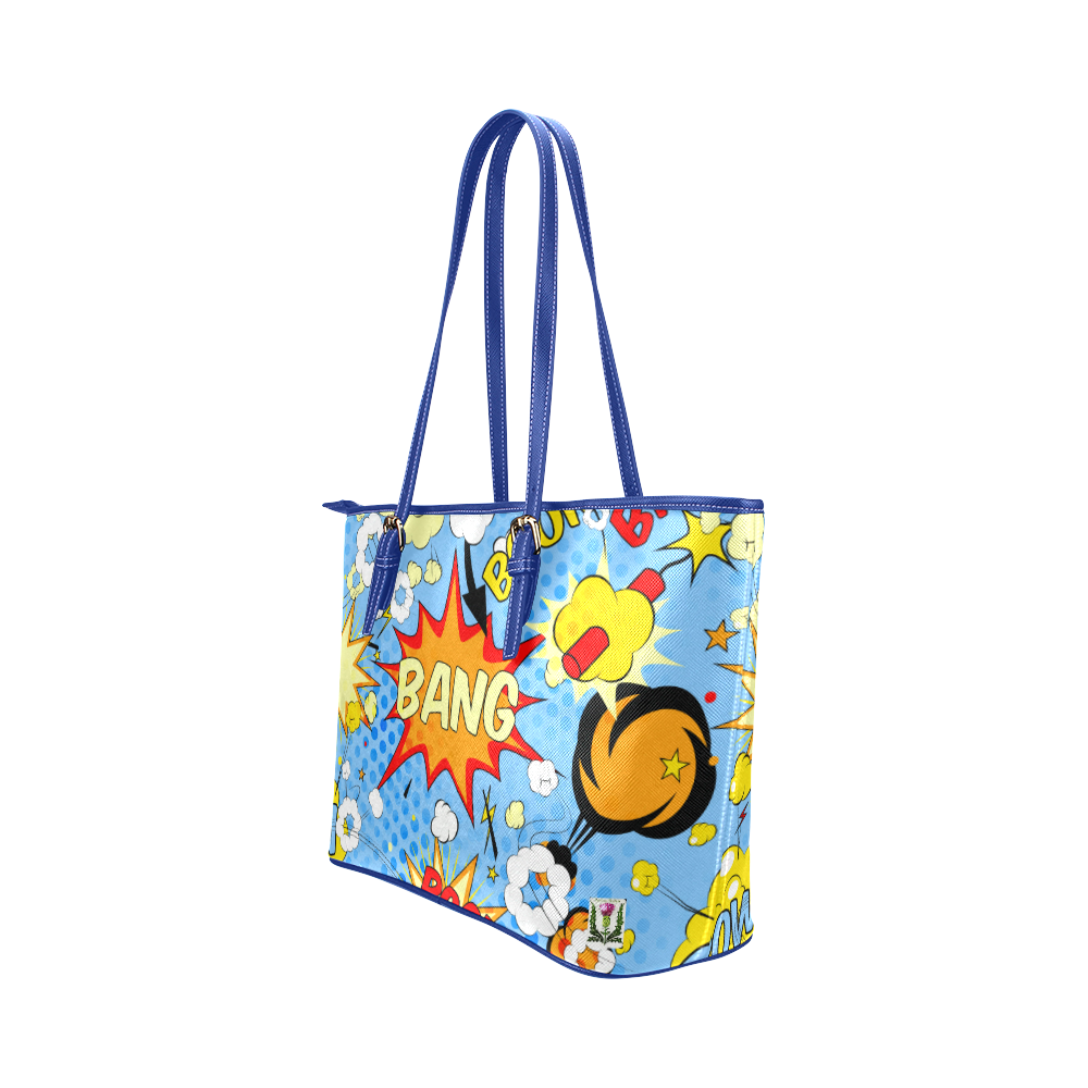 Fairlings Delight's Pop Art Collection- Comic Bubbles 53086k3 Leather Tote Bag/Small (Model 1651)