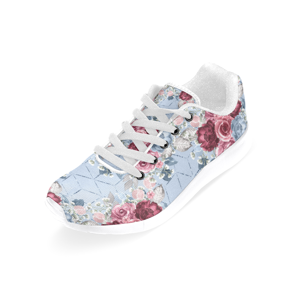 Burgundy Flower Bouquet Women’s Running Shoes (Model 020)