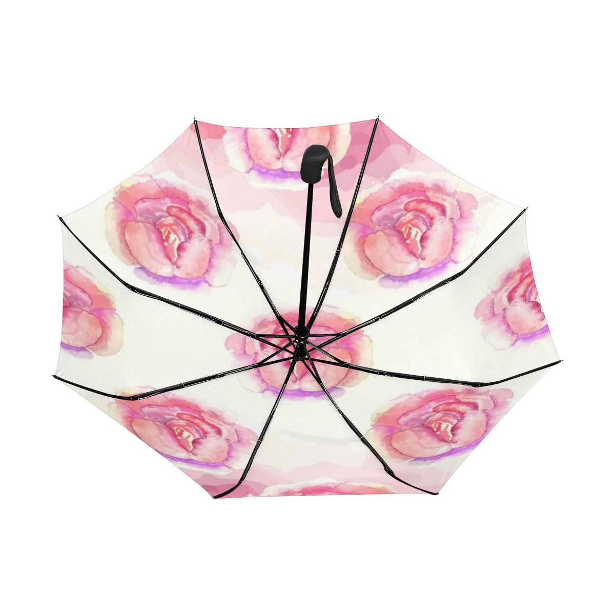 Pink Flowers Anti-UV Auto-Foldable Umbrella (Underside Printing) (U06)