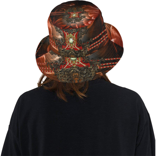 Red floral design All Over Print Bucket Hat