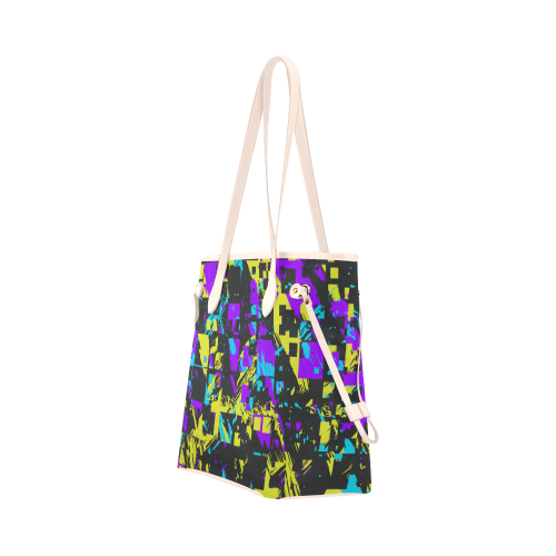 Purple yelllow squares Clover Canvas Tote Bag (Model 1661)