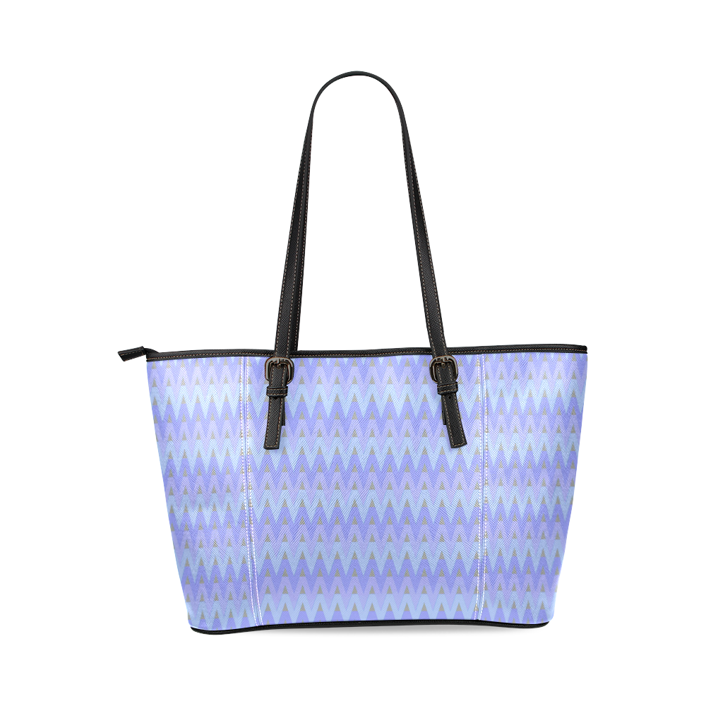 Winter Chevrons Leather Tote Bag/Large (Model 1640)